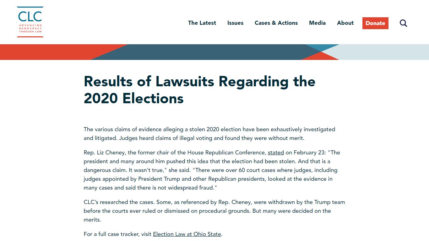 Results of Lawsuits Regarding the 2020 Elections